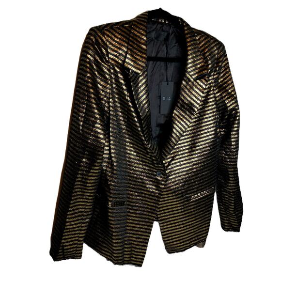 RTA Denim Iggy Blazer Metallic Lurex Stripe Size Small New - Picture 1 of 9
